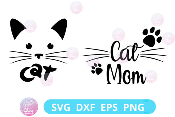 Cat Svg, Cat Mom Clipart, Cut File, Png