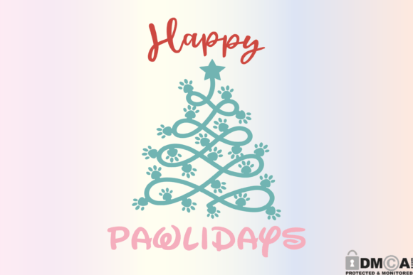 Happy Pawlidays SVG, Dog Christmas SVG Graphics and Print Templates