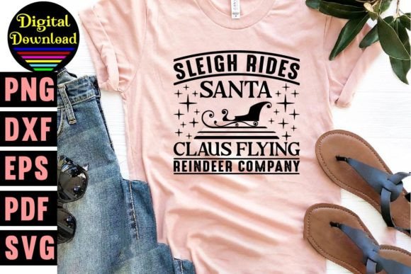 Sleigh Rides Santa Claus Flying Reindeer Graphics and T-Shirt Designs Review